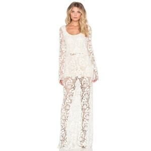 Elegant Lace Maxi Skirt - Cream